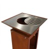Brasero en Acier Corten avec plancha carrée en Inox et grille centrale incluse