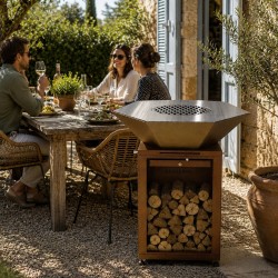 Brasero Medium Heptagonal en Acier Corten et plancha en Inox ( accessoires vendus séparément)