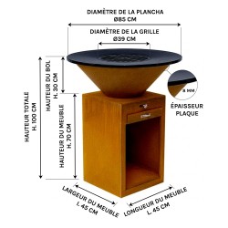 Dimensions de notre modèle de Brasero Le Pétoncle