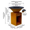 Dimensions de notre modèle de Brasero Le Pétoncle