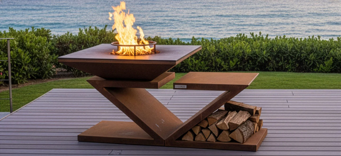 brasero équipé d'une grille surelevée