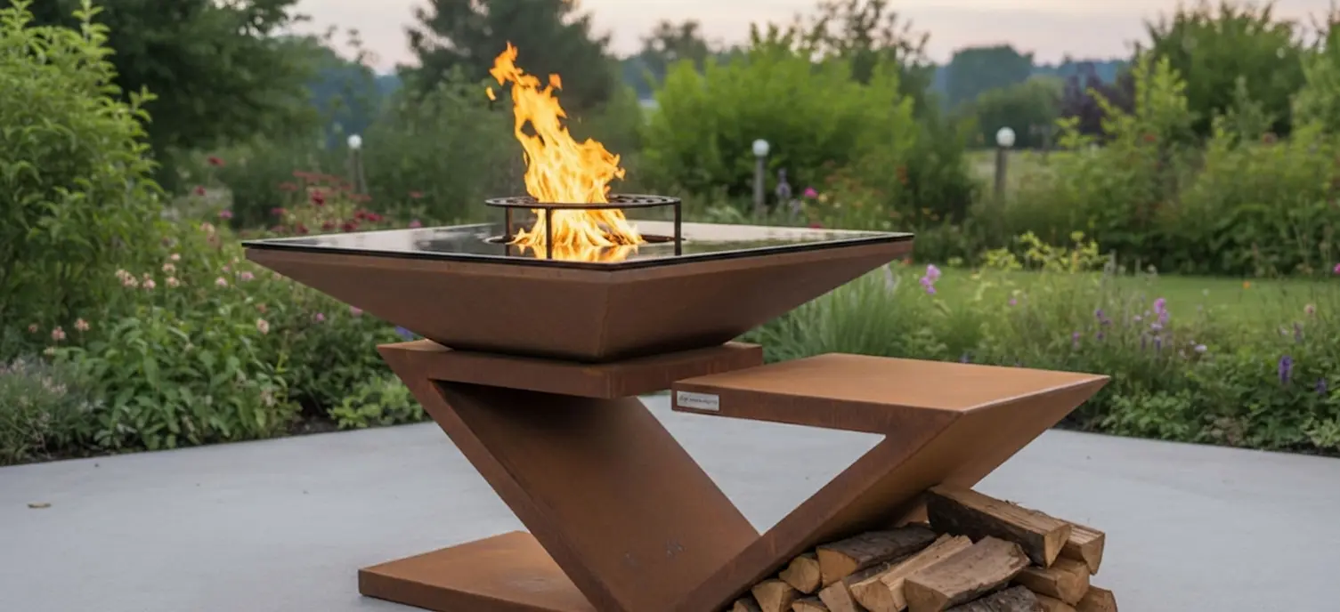 brasero équipé d'une grille surelevée