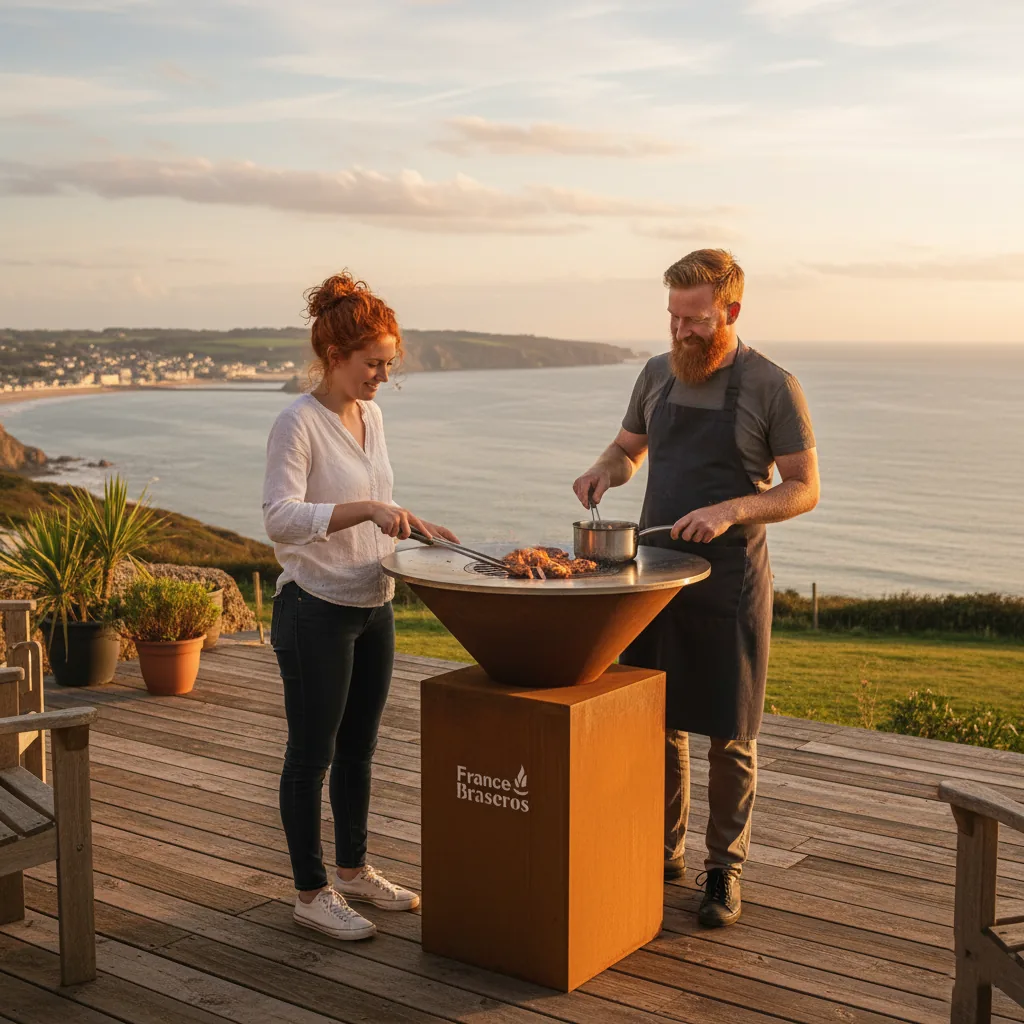 brasero équipé d'une grille surelevée