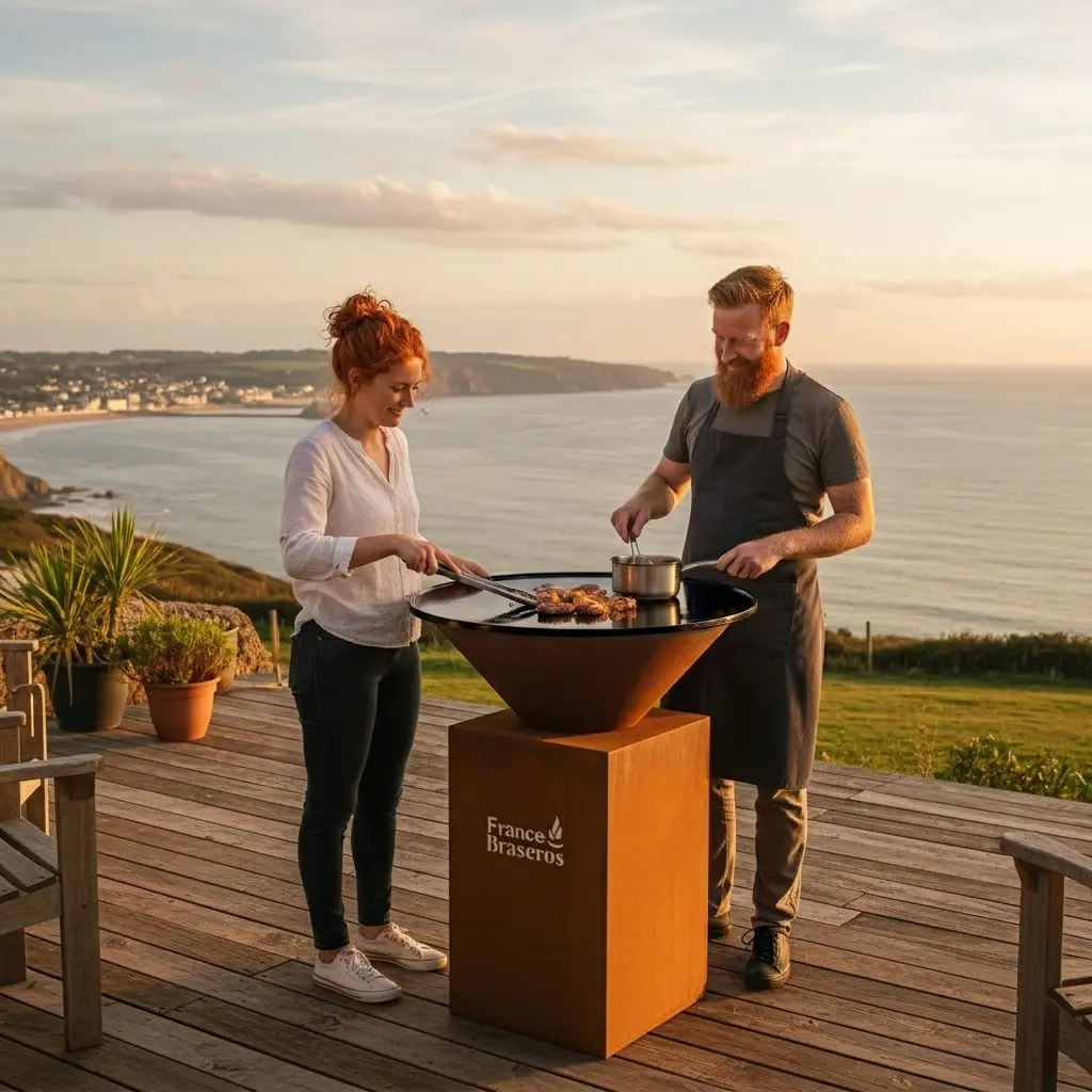 brasero équipé d'une grille surelevée