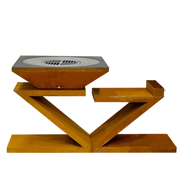 le brasero plancha Le Lambi est en acier corten