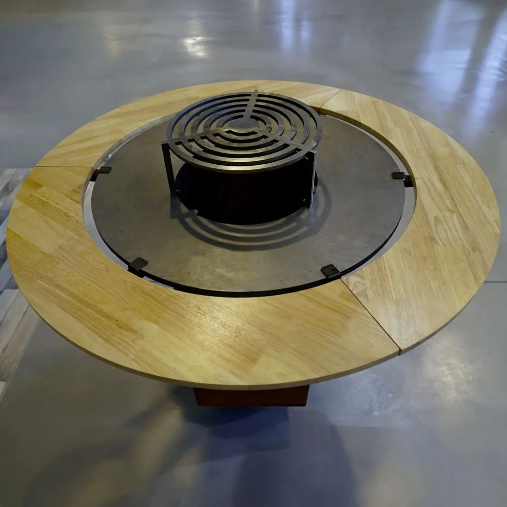 contour bois pour brasero plancha en acier corten