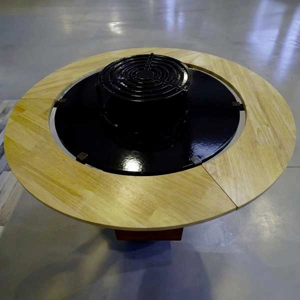 contour bois pour brasero plancha en acier corten