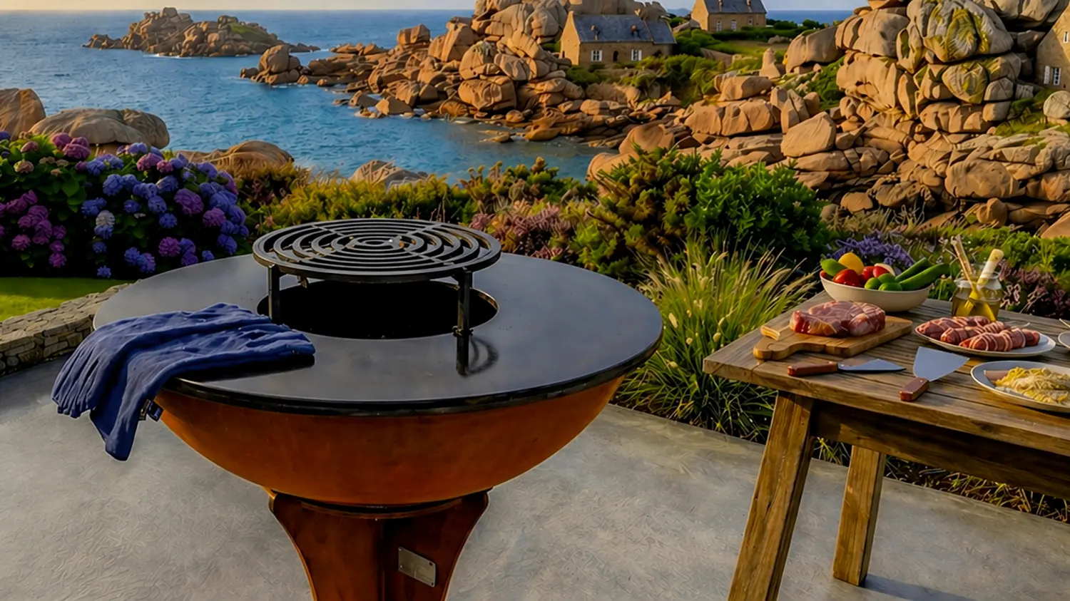 brasero équipé d'une grille surelevée